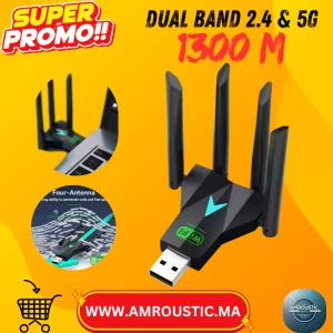 Adaptateur Wi-Fi USB 1300Mbps – Dual Band 2.4G / 5G