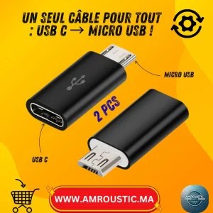 Adaptateur Micro USB vers USB-C (USB-C Femelle → Micro-USB Mâle) – Charge & Données